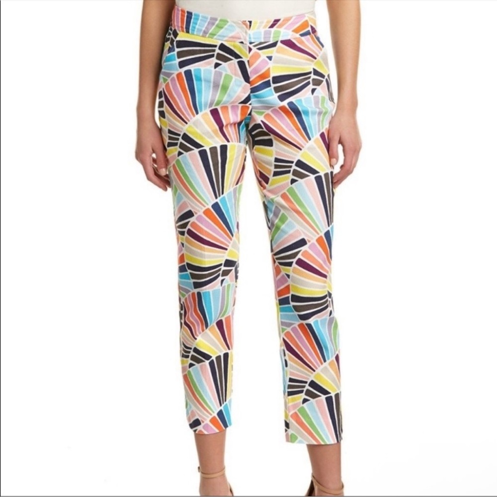 TRINA TURK Haute Havana Moss Coppelia Pants Abstract Artsy Rainbow Size 12